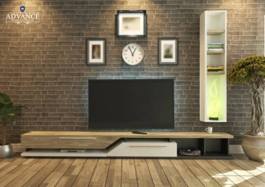 Brick wall laminate tv cabinet