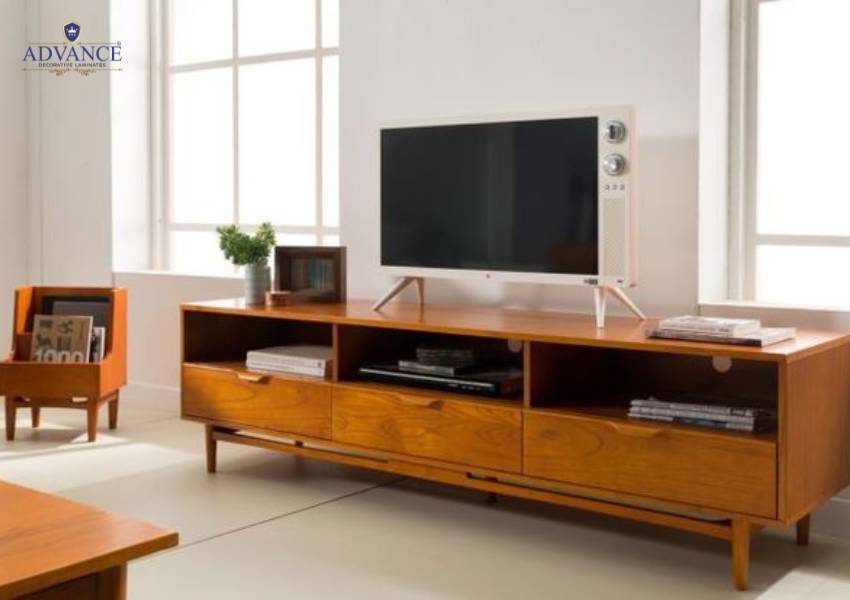 Retro Vibes Sunmica Design For TV Unit