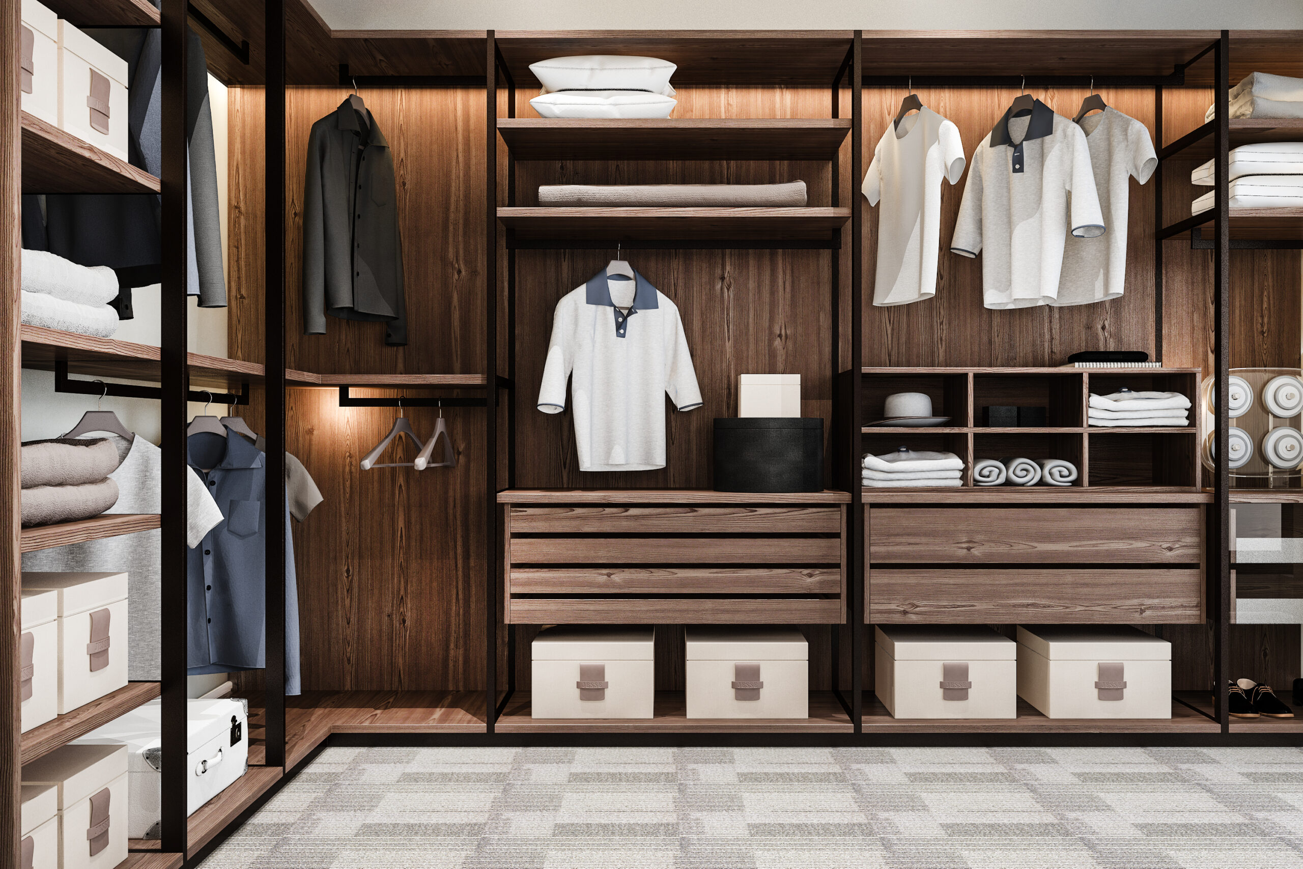 Black and Wooden Sunmica Wardrobe: A Luxurious Blend